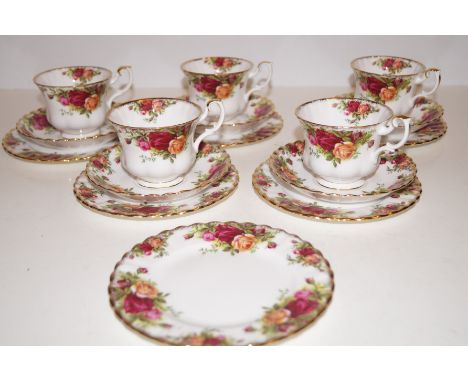 Royal Albert Old Country Rose 5 cups, 5 saucers and 6 side plates