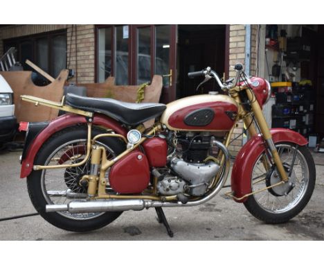 A 1953 BSA A10 Golden Flash, registration number MBT 639, frame number BA7510504, gold/red.  This A10 was originally fitted w