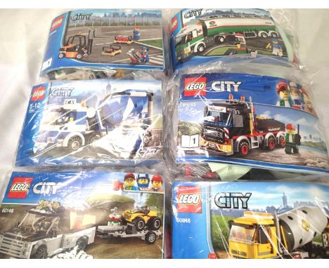 Six Lego City; 60148, 60018, 60183, 7990, 3180, 60020. P&amp;P Group 2 (£18+VAT for the first lot and £3+VAT for subsequent l