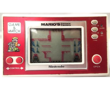 Nintendo game and watch, Marios Cement Factory, 1983, no 21420143k, clean battery compartment, untested. P&amp;P Group 1 (£14