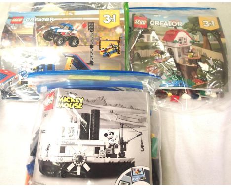 Lego Disney 21317 tugboat Willie and Lego Creator 31078 and 31085. P&amp;P Group 2 (£18+VAT for the first lot and £3+VAT for 