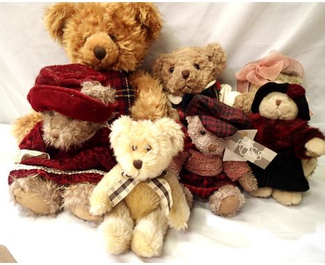 Seven Russ Bears; Kipling, Alexandra, Winter Friends, Oksana, Clarissa, Barnaby and Nicholas. P&amp;P Group 1 (£14+VAT for th
