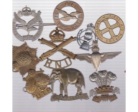 British Cap Badge Collection (10) including: The Glider Pilot Regiment, Air Training Corps, Parachute Regiment, First Aid Nur