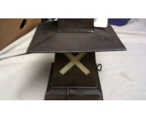 British WWII Ministry of Supply 1941 dated Railroad Blackout Lantern 'X' signal, in excellent condition