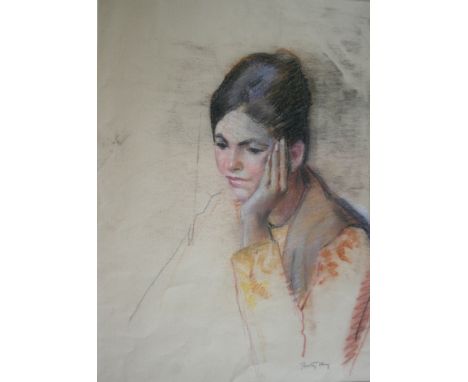 •DOROTHY KING (1907-1990) PORTRAIT OF JEAN RYAN Signed and inscribed, pastels 60.5 x 43cm.; with a sketch of a nursery by Hen