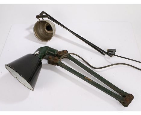 Mek-Elek angular light, with an enamel shade and green arms with a gilt and black printed company name , also together with a