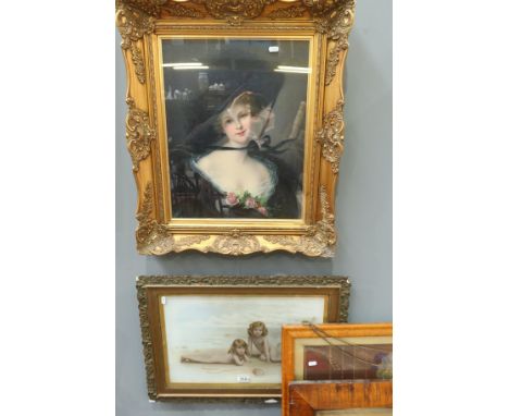 Lionel Morgan (British, late 19th Century), portrait of a gentleman and lady companion, watercolour, oval, 65 by 52cm, framed