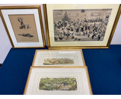 A collection of assorted prints, to include works after Louis Wain, Cecil Aldin, Richard Doyle etc (parcel)