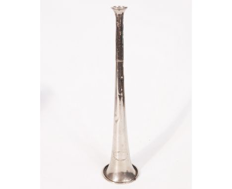 A silver plated hunting horn,  Garden &amp; Son manufacturers, trumpet form, 