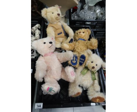 Three Steiff blond mohair commemorative bears, with growls, and a Harrod's bear  (4)