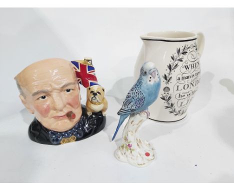 A cream glazed Wedgwood of Etruria jug, The London Jug, relief with quotations by Dr Samuel Jackson and Wordsworth, 19cm high