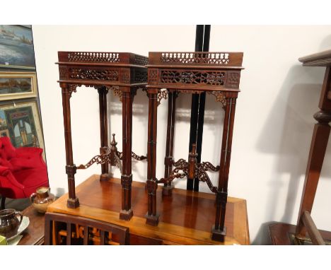 A pair of Chinese Chippendale design mahogany occasional tables, 68 by 32cm (2)