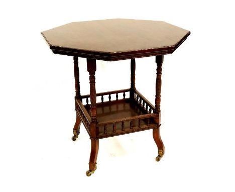 H W Batley for Gregory and Co., an Aesthetic Movement rosewood octagonal occasional table, circa 1880, wrythen turned legs, u