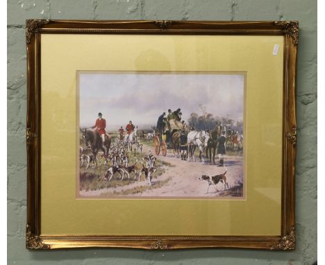 A set of four gilt framed hunting prints after G. Wright.