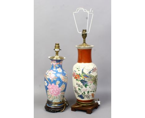 Two oriental ceramic tablelamp bases.