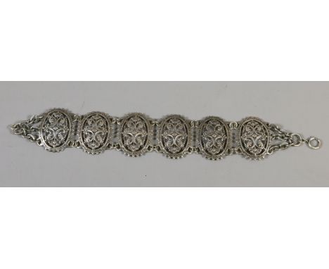 A vintage silver pierced panel bracelet.