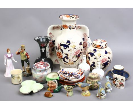 A good collection of ceramics including Masons Mandalay, Shelley vase, Ruskin type jar and cover, Spode, Minton, Royal Worces