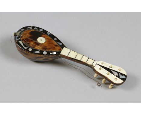 A tortoiseshell bone and mother of pearl model of a lute