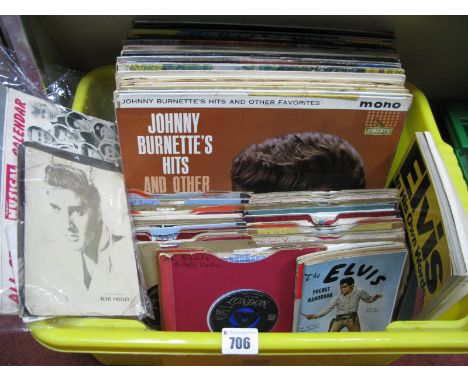 A Mixed Collection of L.P's and 45RPM's, to include Charisma 'Disturbance' sampler. 10cc, Beach Boys, Johnny Cash, Cher, Dust