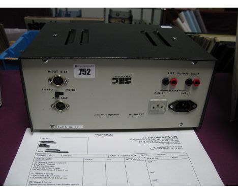 Audio: A J.E.Sugden Model P51 Power Amplifier, (seriel No. P51-1575) - with a copy of the Sugden Proforma.