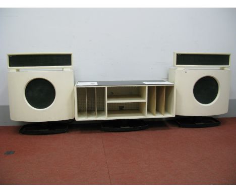 Audio - A Pair of Rare and Iconic Bowers and Wilkins DM70 Improved Electrostatic 'De Continental' Bow Fronted Floor Standing 
