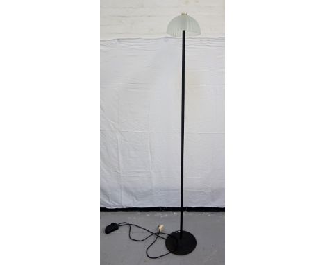 METAL STANDARD LAMP
raised on a circular domed base with an opaque glass shade, 182cm high 