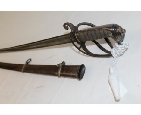 William IV 1821 pattern Light Cavalry Officers' sword with three-bar hilt, etched pipeback blade by Moore Old Bond Street, Lo