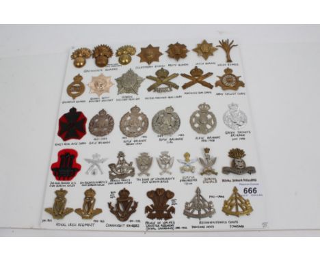 Collection of British Guards Rifle and Gurkha Regiment badges and others - including Motor Machine-Gun Corps, Army Cyclist Co