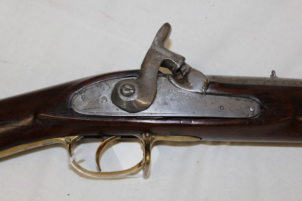 Enfield two band percussion musket with smooth bore barrel, lock plate ...