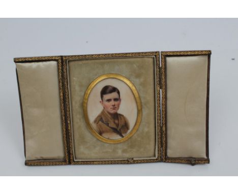 First World War oval portrait miniature on ivory - study of a First World War Officer with East Surrey Regiment and Royal Fly