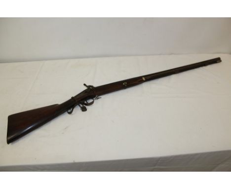 Early 19th century percussion sporting gun with two-stage barrel, platinum line and plate, signed - P. Hast Colchester, engra