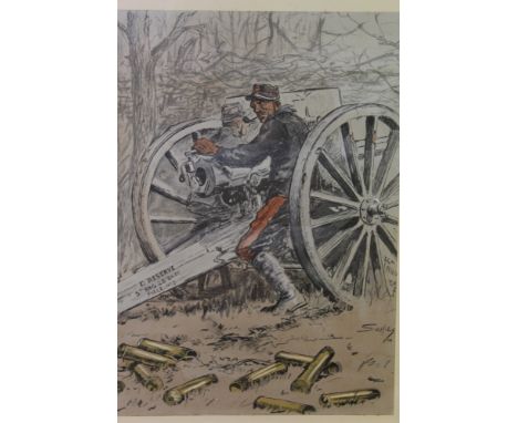 Snaffles (Charles Johnson Payne 1884 - 1967), hand-coloured print - 'Le 75', with Snaffle blind stamp, in glazed frame CONDIT