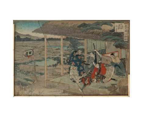 comprising three oban yoko-e prints; including two from the same series The Storehouse of Loyal Retainers, a Primer (Kanadeho