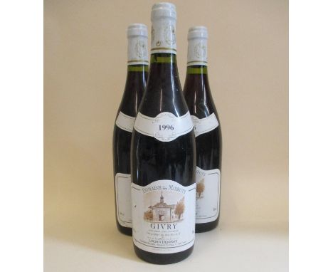 Three bottles of 1996 Domaine de Moirots Givry, 750ml
Location: R.1 