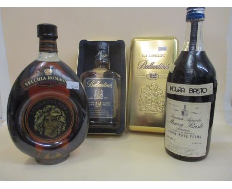 One cased bottle of Ballantines Special Reserve 12 Year Old Scotch Whisky, 70cl and one bottle of Moura Basto A/F, one bottle