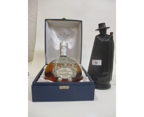 A boxed bottle of Whyte &amp; Mackay blended Scotch Whisky celebrating 'The Royal Wedding' and one Wedgwood flask depicting t