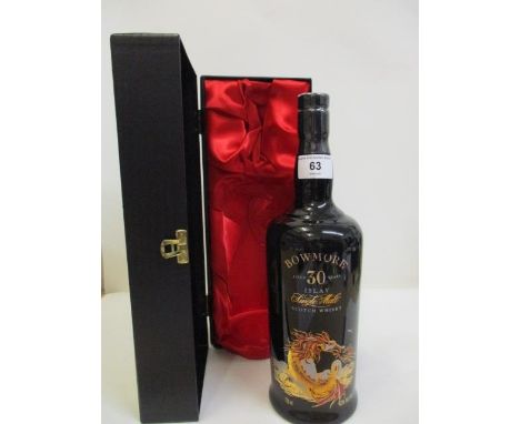 A single bottle of Bowmore Seadragon single malt Scotch Whisky, aged 30 years 
Location: CAB1 