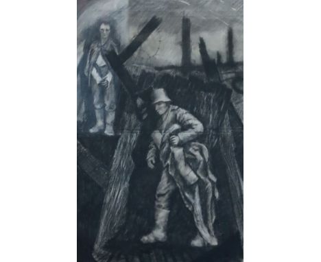 Gerald R. Jarman (British, 1930-2014)pencil and compressed charcoal on paperWW1 Series; 'Death and the Soldier'43 x 29.5in.