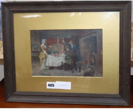 William Arthur Breakspeare (1855-1914) oil on board, Georgian's raising a toast, signed and inscribed 'Langham Sketch', 15.5 