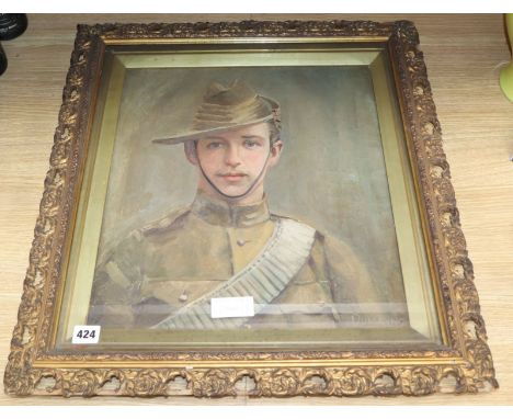 Dumayne, oil on canvas, Portrait of an Anzac Soldier, signed, 43 x 39cm