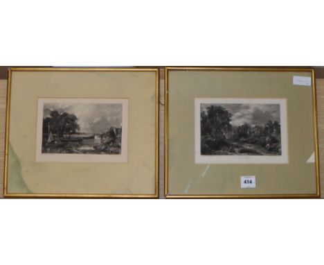 David Lucas after John Constable, two mezzotints, The Glebe Farm and River Stour, Suffolk, 14 x 22cm