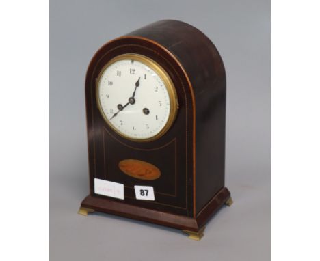 An Edwardian brass mounted mantel clock height 29cm