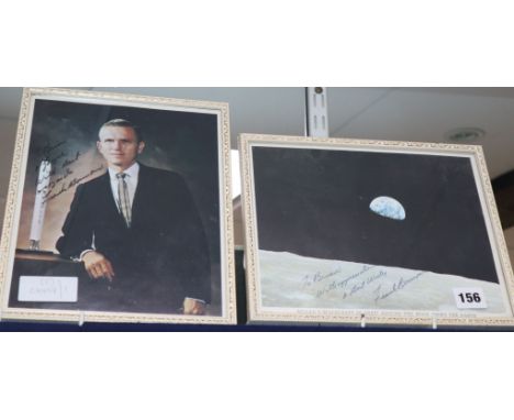 Frank Borman, NASA astronaut and Commander of Apollo 8, signed photograph of Rising Earth and a signed portrait photograph