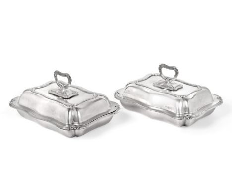 A Pair of Edward VII Silver Entree-Dishes, Covers and Handles, by George Howson for Harrison Brothers and Howson, London, 190