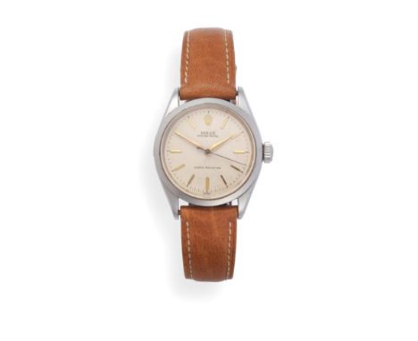 A Stainless Steel Centre Seconds Wristwatch, signed Rolex, Oyster, shock-resisting, model: Royal, ref: 6444, 1957, (calibre 1