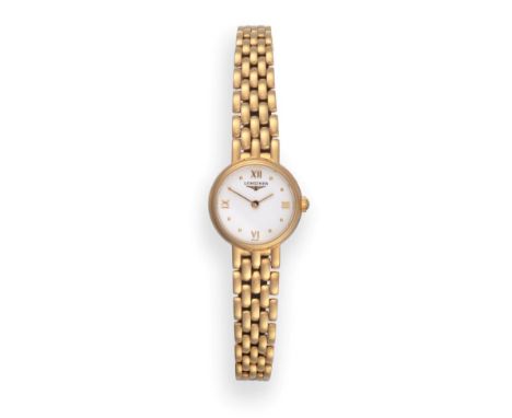A Lady's 18ct Gold Wristwatch, signed Longines, ref: L6 107 6, circa 2008, quartz movement, white dial with Roman and dot mar
