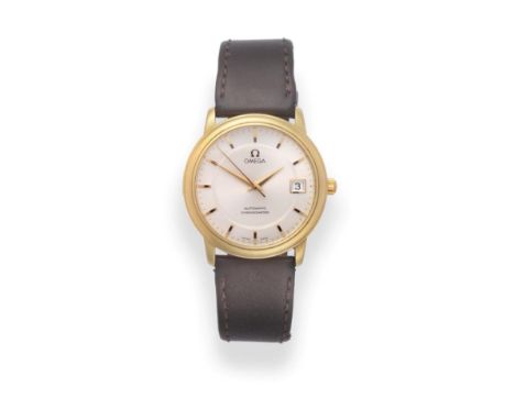An 18ct Gold Automatic Calendar Centre Seconds Wristwatch, signed Omega, Chronometer, model: De Ville, ref: 46003112, circa 2