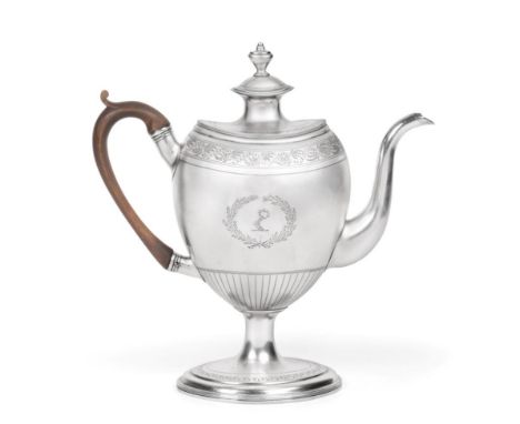 A George III Silver Coffee-Pot, by Ann Robinson, Newcastle, 1802, tapering and on spreading foot, the rim with an engraved ri