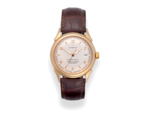 An 18ct Gold Automatic Calendar Centre Seconds Wristwatch, signed Eterna, Officially Certified Chronometer, model: Eterna-Mat