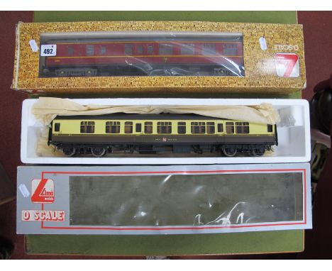 Two Lima "O" Gauge/7mm Boxed MK1 Coaches, a Great Western (brown/cream) 1st/3rd corridor R/No 367, plus a BR maroon 1st/brake